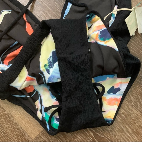 Maaji Womens jungle rainbow plunge v neck reversible tie back one piece swim M - Picture 6 of 13